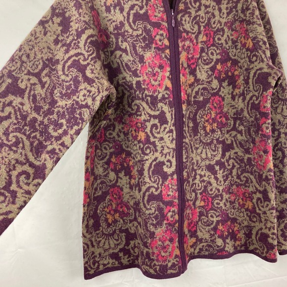 VTG 90s Pendleton Cardigan Women S Purple Wool Full Zip Paisley Jacquard Sweater - Picture 4 of 5